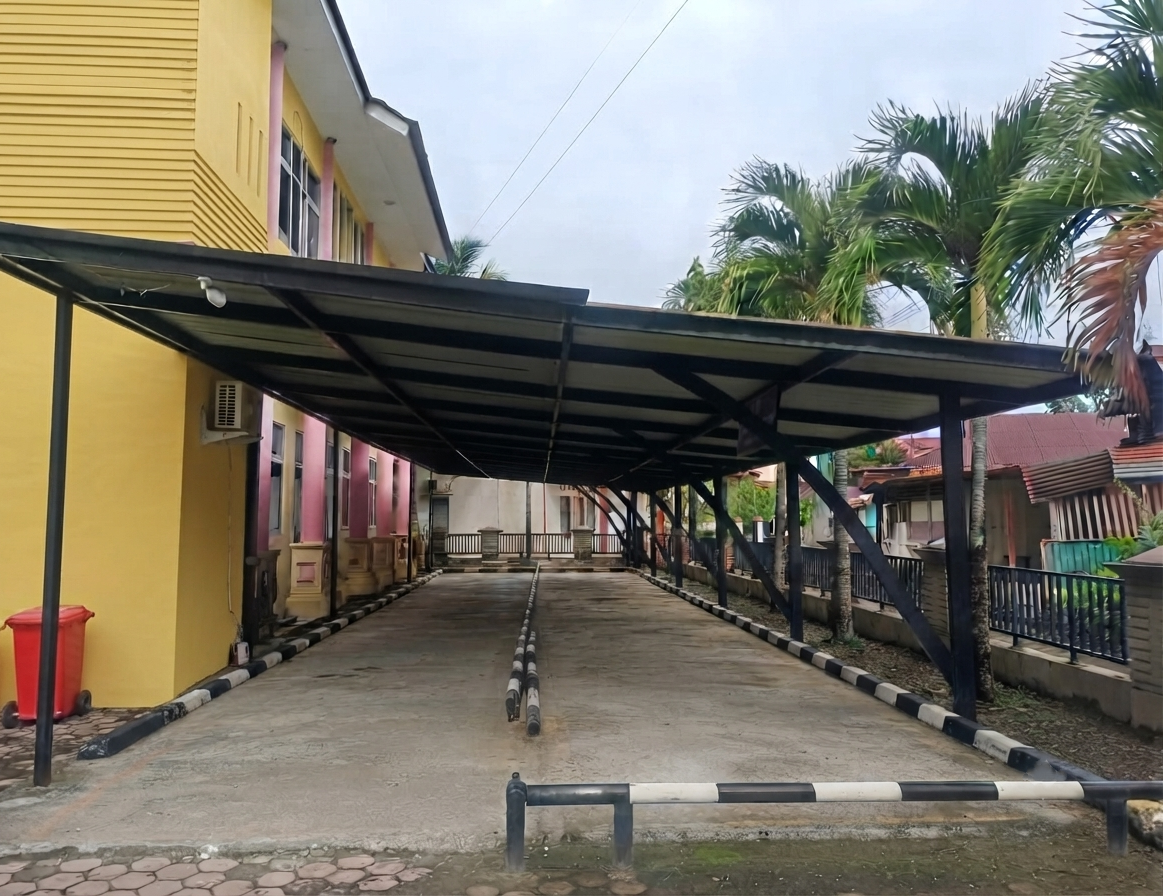 Foto depan Bangunan Parkir Roda 2 Pustaka FEB